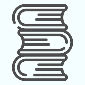 Books line icon. Book stack vector illustration isolated on white. Three closed Stock Illustration