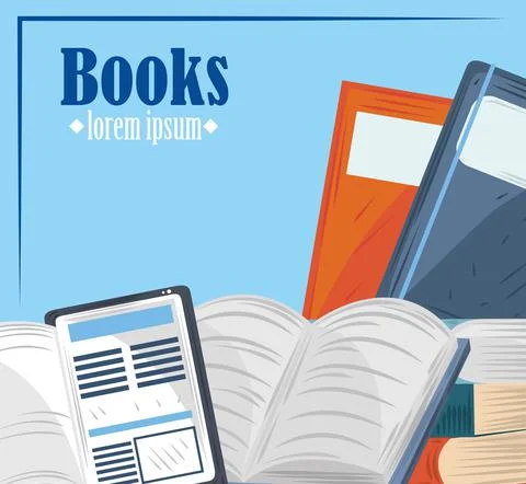 Books literature study learn academic and education Ilustración de archivo