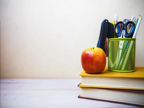 Books lying on the table Stock Photos