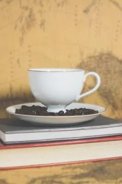 Books a map background Stock Photos