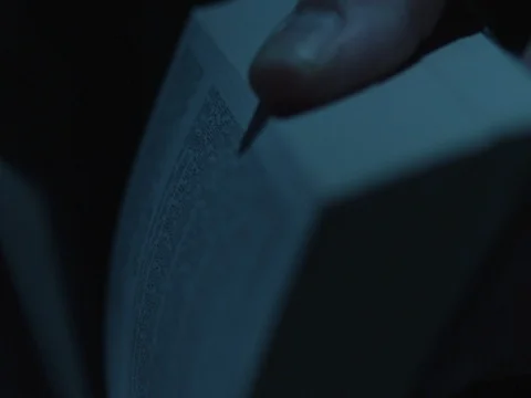 Book's Pages Turning, Macro, Close Up, Slow Motion. Reading a Book Stock Footage 70070332