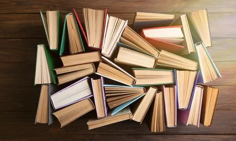 Books pattern background for wisdom, science and education. Reading and writi Stock Photos