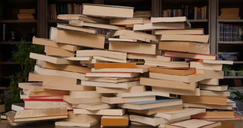 Books Pile Build Stop Motion Loop in Study Medium Stock Footage 297720570