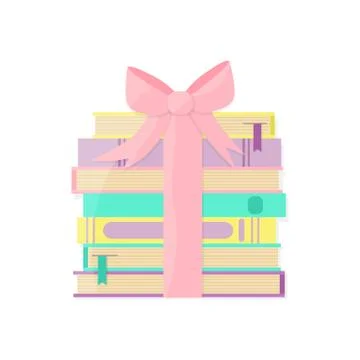 Books pile packaged as a gift Stock Illustration