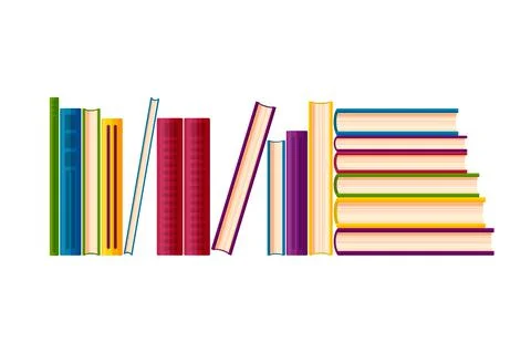 Books piles for a stack. Boolstore element in cartoon style. Vector illustration Illustrazione stock