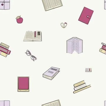 Books pink seamless pattern Stock Illustration