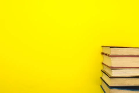 Books for reading on the table. Flat lay concept Stock Photos
