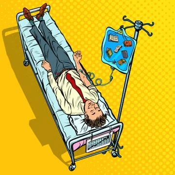 Books, science and knowledge. man under medical dropper Stock Illustration