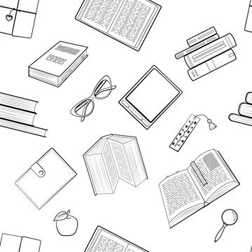 Books seamless contour pattern Stock-Illustration