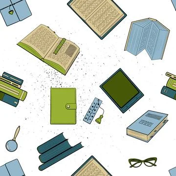 Books Seamless pattern color with blots Stock Illustration