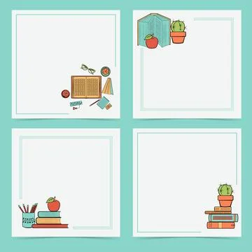 Books Set of four postcards Stock Illustration