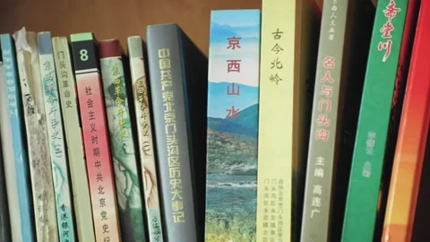 Books on shelf Stock Footage 235132032