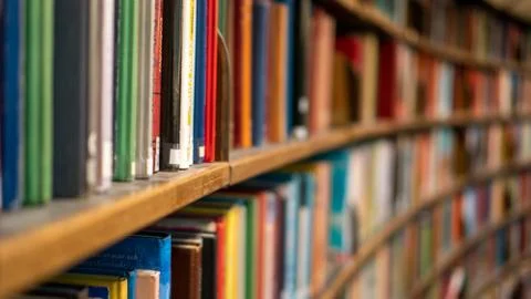 Books on a shelf in the library 写真素材