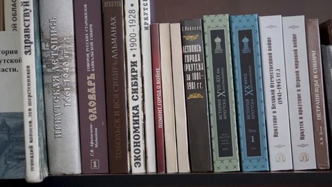 Books on the shelf. School library Stock Footage 106240363