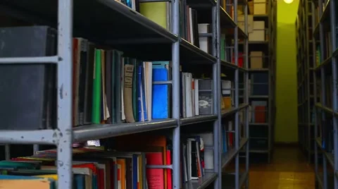 Books on shelves Stock Footage 47910902