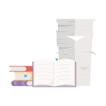 Books stack and pile papers office isolated icon design イラスト素材