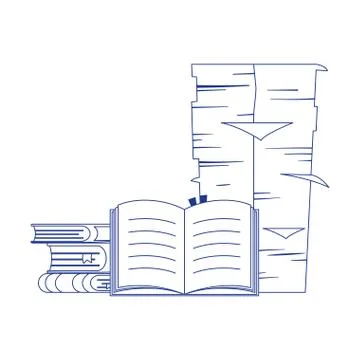 Books stack and pile papers office isolated icon design Illustrazione stock
