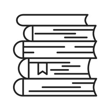 Books stack black line icon. A large number of books lie one on one. Pictogra Stock Illustration