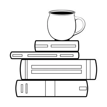 Books A stack of books and a circle contour Stock Illustration