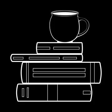 Books A stack of books and a mug white Stock Illustration