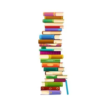 Books stack, cartoon vector pile of literature Illustrazione stock