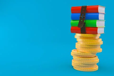 Books on stack of coins Illustrazione stock