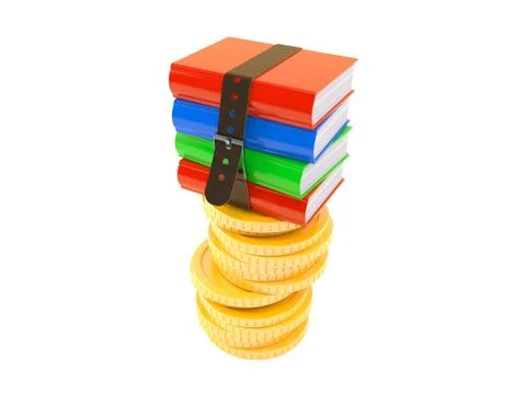 Books on stack of coins Stock Illustration