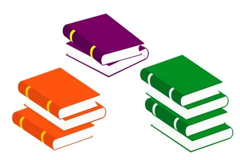 Books Stack Icons. Set Vector Isolated Pictogram of Different Colors Stock Illustration
