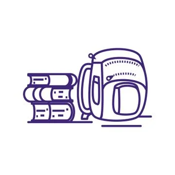 Books stack with school bag isolated icon Stockillustratie