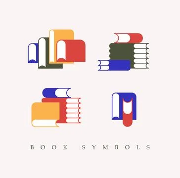 Books stack set color Stock Illustration
