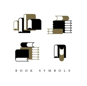 Books stack set khaki and black Stock Illustration