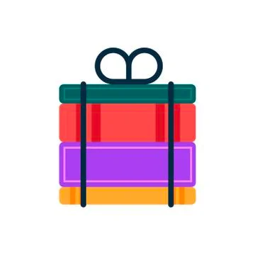 Books stack tied up with rope knowledge education concept white background flat Stock Illustration