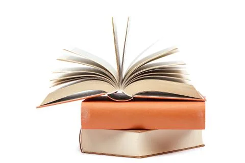 Books in a stack on white background. Stock Photos