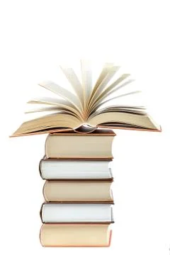 Books in a stack on white background. Stock Photos