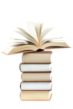 Books in a stack on white background. Stock Photos