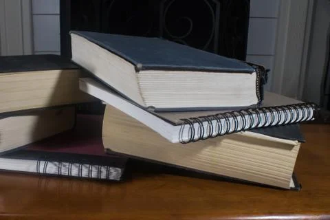 Books stacked at an angle Stock-Fotos