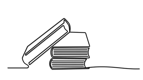 Books stacked self drawing animation. Line art. Copy space. Stock Footage 229729419