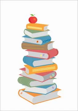 Books  stacking. Open book, hardback books on white background. Back to sch.. Stock Illustration