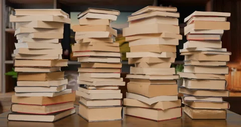 Books Stacks Build Stop Motion Loop in Office Medium Video stock 297721161