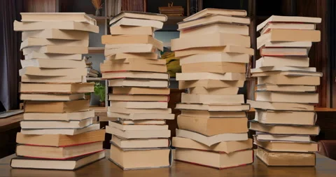 Books Stacks Build Stop Motion Loop in Office Wide Video stock 297721227