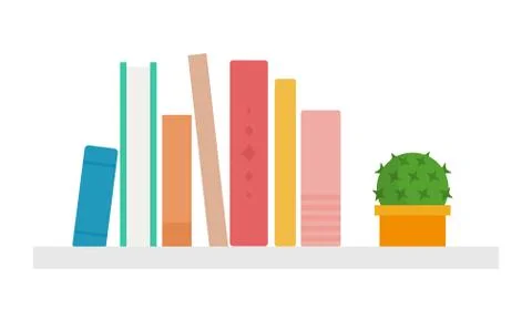 Books standing on a shelf vector flat isolated Stock Illustration