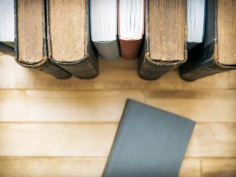 Books standing on the table Stock Photos