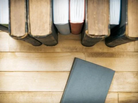 Books standing on the table 写真素材