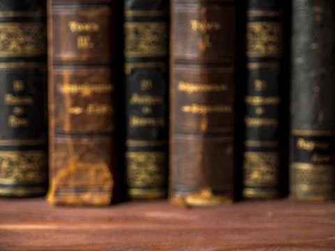 Books standing on the table Stock Photos