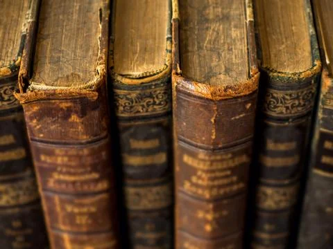 Books standing on the table Stock Photos