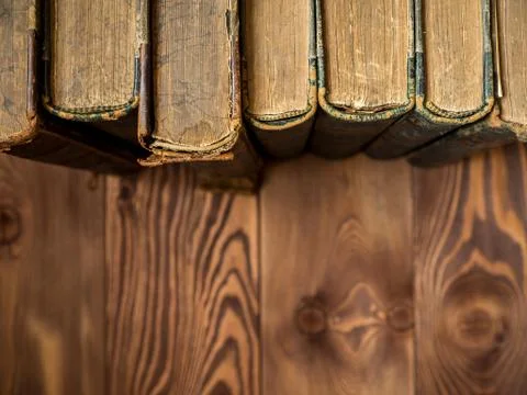 Books standing on the table Stock Photos