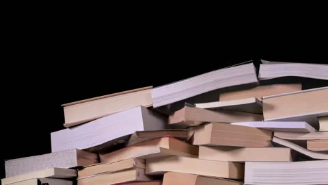 Books stop motion with black background Video stock 236705071