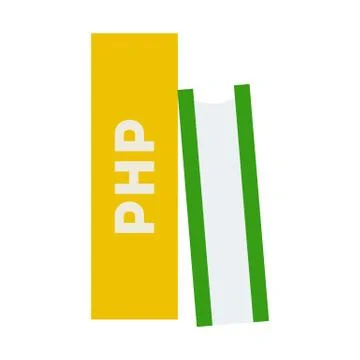 Books on the study of the software environment PHP flat icon vector isolated. Stock Illustration
