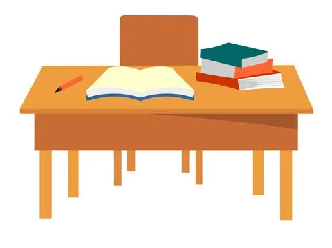 Books on table vector Stock Illustration