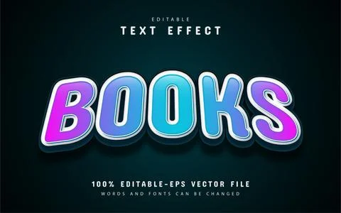 Books text, 3d gradient text effect Stock Illustration